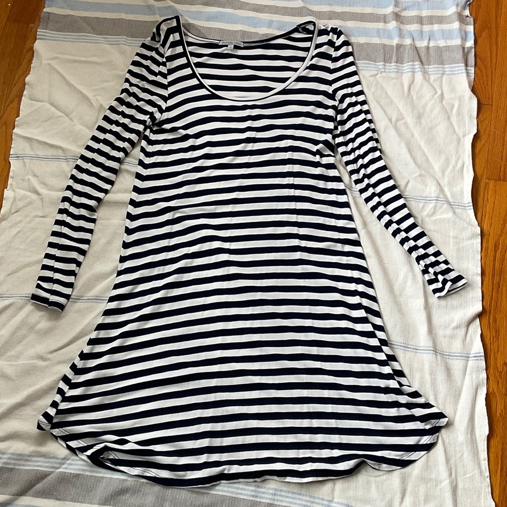 Charlotte Russe Navy & White Striped Long-Sleeve Dress